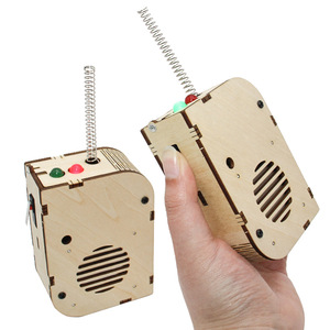 Wooden Walkie Talkie <b>Kit</b> <b>Diy</b> Model For Kids 7-9Y 1.5KM Range Alkaline Battery Powered Educational Toy - Product Image 4