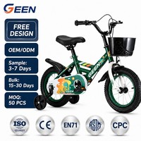 GEEN OEM Vélo pour enfants personnalisable de 12 à 16 pouces avec roues d'apprentissage et panier avant