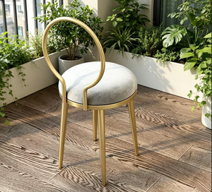 Silla de comedor redonda de metal, silla de tela para sofá, silla de tocador, silla de maquillaje, silla de estudio, silla con pantalla de lámpara simple - Product Image 2