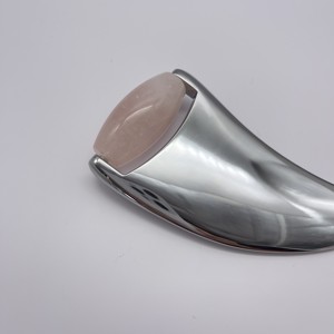 100% véritable quartz rose naturel visage jade rouleau matériel acier inoxydable alliage de zinc tige rose - Product Image 2