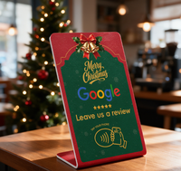 Carte de commentaires NFC de Noël rouge et verte, support Google Review Tap, carte d'évaluation personnalisée pour les commerces de détail