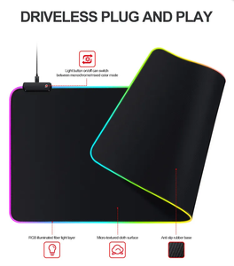 Tapis de jeu pour clavier de grande taille avec LED, tapis de souris RGB personnalisé avec logo, grand tapis de souris, tapis antidérapant pour bureau - Product Image 5