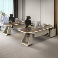 Ensemble de bureau et chaise de direction moderne pour PDG, directeur général, président, avec tiroirs et cloisons, en PVC, design minimaliste haut de gamme