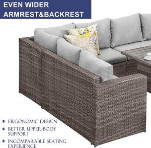 Ensemble <span class=keywords><strong>de</strong></span> meubles <span class=keywords><strong>de</strong></span> Patio extérieur, canapé sectionnel <span class=keywords><strong>de</strong></span> salle à manger d'extérieur <span class=keywords><strong>de</strong></span> 7 pièces <span class=keywords><strong>avec</strong></span> Table à manger et <span class=keywords><strong>chaise</strong></span>, Conversation en osier par tous les temps - Product Image 3