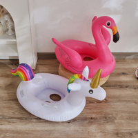Flotteur de bain Wilda Flamingo Unicorn en PVC épaissi rose/blanc pour enfants 64x57cm