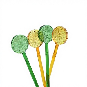 New Eco-friendly Lemon Slice Glass Stirring <strong>Stick</strong> Handle Cocktail Mixing <strong>Stick</strong> with Long Handle for Bar, Juice, Coffee &amp; <strong>Milk</strong> - Product Image 1