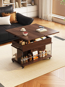 NKAHS Modern Simple Sintered Stone Side <b>Table</b> Solid Wood <b>Height</b> <b>Adjustable</b> <b>Folding</b> Coffee <b>Table</b> Household Small Space Sofa End - Product Image 1