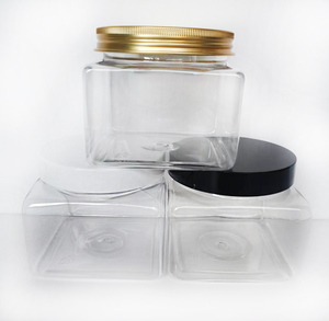 500ml Plastic jar Custom Cosmetic Packaging square cosmetic jar with screwing cap