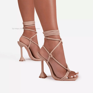 New Design Fashion Trend Summer High Heel Lace up Strap <b>Sandals</b> Women and Ladies Plus Size for Ladies Shoes - Product Image 6