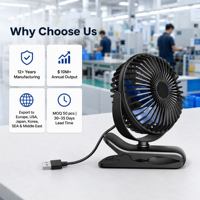 Ventilateur de table USB portable, petit ventilateur de bureau, 3 vitesses, flux d'air puissant, ultra silencieux, avec pince pour bureau, chambre, dortoir, salle de sport