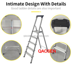 Черная складная алюминиевая лестница-стремянка для склада и дома, 2-8 ступеней, с поручнями, современный дизайн, нагрузка до 150 кг - Product Image 2