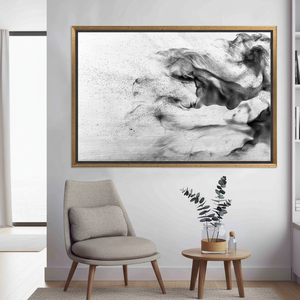 Abstract Gray Smoke Printed <b>Canvas</b>: Modern Minimalist Wall Art,GOLD <b>FRAMED</b> <b>CANVAS</b> - Product Image 3