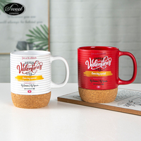 Valentijnsdag cadeau 2025 gepersonaliseerd logo 300ml 400ml paar mokken luxe groothandel handvat kurken bodem koffie keramiek mok