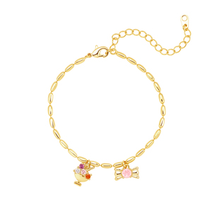 DIY Charm <b>Bracelet</b> <b>Gold</b> Plated Oval <b>Bead</b> Link Chain Custom Mix Different Pendants Adjustable Hand Chain Bulk - Product Image 2