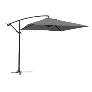 Ombrellone Grigio 3m con Palo Laterale e Base Quadrata a Sbalzo per Giardino, Patio, Cortile e Hotel - Product Image 1