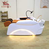 Mobilier commercial pour salon de coiffure : Fauteuil de lavage multifonctionnel avec douche, massage et lit de spa capillaire avec bac de lavage