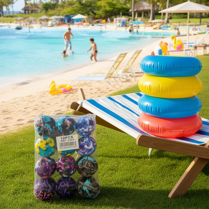 Set di palloni da spiaggia da 6,3 cm, 12 pezzi, giocattolo gonfiabile multicolore per giochi all'aperto - Product Image 2