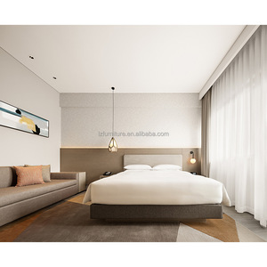 Ensembles de meubles de chambre d'hôtel 3 étoiles abordables – Cadre de lit et matelas rembourrés en bois pour projets hôteliers en chaîne - Product Image 4