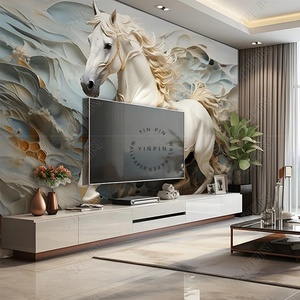 <span class=keywords><strong>Parete</strong></span> in rilievo del cavallo bianco 5d carta <span class=keywords><strong>da</strong></span> parati in seta adesivo decorazione per la casa - Product Image 4