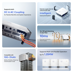 Sistema de Almacenamiento Solar Híbrido para Uso Comercial de 75kw, 80kw, 100kw, 125kw con 10 Años de Garantía - Product Image 4