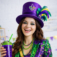 Lot de patchs thermocollants à paillettes Mardi Gras, brodés, violet, vert, or, pour la décoration de casquettes de camionneur, sacs et vestes DIY