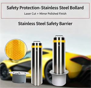 Bolardo de Tráfico Resistente de Acero Inoxidable Extraíble con Base Integrada Bloqueable para Seguridad Vial - Product Image 6