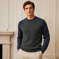 Pull à col rond pour homme en coton BCI 100% - Manches longues - Tricoté - Uni - Certifié BSCI/WRAP