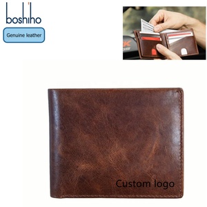 Boshiho - Cartera Delgada con Bloqueo RFID, de Cuero Genuino Crazy Horse, para Tarjetas de Crédito - Product Image 1