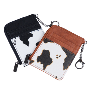 Sottile sottile e minimalista con stampa di mucca porta carte di credito portachiavi portafoglio piccolo portafogli borsa donna marsupio con tasca <span class=keywords><strong>A</strong></span> cerniera - Product Image 6