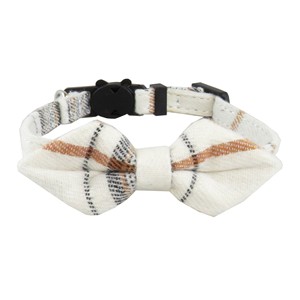 Collares para Gatos de Algodón a Cuadros con Lazo y Hebilla Ajustable, Diseño Clásico para Gatos Pequeños, Todas las Temporadas - Product Image 3