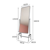 Miroir sur pied mobile pleine longueur en acier inoxydable argenté moderne 2025 – Vente en gros, personnalisable, tendance, pour usage domestique quotidien