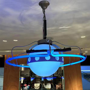 Lámpara de araña decorativa UFO con luz LED E27 de un solo cabezal y forma redonda para el hogar, dormitorio, habitación infantil, restaurante, bar. - Product Image 4