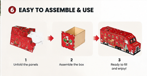 Custom <b>Red</b> Christmas Bus Shaped Advent Calendar Box with Drawers Rigid Cardboard Santa Gift Packaging for Holiday Wholesale - Product Image 6