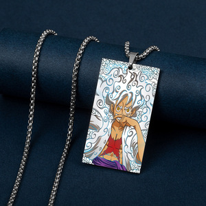 Collier pendentif en acier inoxydable avec impression couleur, 18 motifs d'anime Luffu Nami Zoro <span class=keywords><strong>Sanji</strong></span> <span class=keywords><strong>Wanted</strong></span> and Rewarded Order Card - Product Image 1