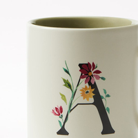 Tasse à monogramme floral Lettre A Tasse à café en porcelaine imprimée Tasse cadeau souvenir