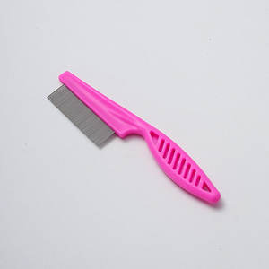 Peigne à poils pour animaux de compagnie en acier inoxydable, sans rayures, efficace pour éliminer les puces et les tiques, avec manche - Product Image 4