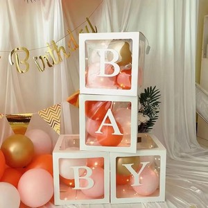 Boîte à ballons blanche avec nom et âge de l'enfant, décorations de fête de naissance, fête d'anniversaire, fournitures pour fête de premier anniversaire fille ou garçon - Product Image 5