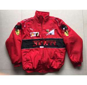 Veste d'hiver rétro <span class=keywords><strong>F1</strong></span> brodée de haute qualité, écologique, matelassée douce, style baseball/vélo, épaisse, chaude, avec poches pour motard - Product Image 1