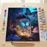 Kit de peinture par numéros pour adultes, papillon de dessin animé, 24 couleurs, toile acrylique imperméable, peinture murale, décoration de la maison, cadeau