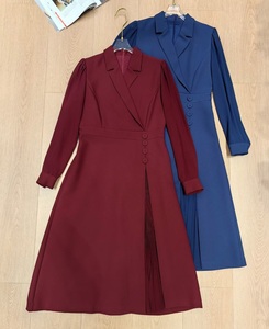 เสื้อผ้าผู้หญิงไซส์ใหญ่พิเศษ2025 3XL เดรสยาวครึ่งน่องสีฟ้าสีชมพูแดงคอปกหยักแฟชั่นฤดูใบไม้ร่วงฤดูหนาว - Product Image 2