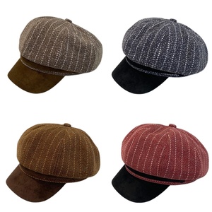 Wholesale Vintage British Newsboy Baker Boy Hat for Men Women Custom Pinstripe Winter Warm Ivy <b>Beret</b> Cap - Product Image 2