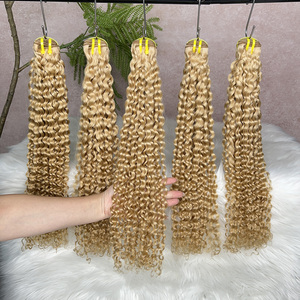Vente en gros # 27 Bundles de Cheveux Humains Bouclés Profonds Blond Miel, Cheveux Indiens Vierges Bruts, Extensions de Cheveux en Tissage - Product Image 5