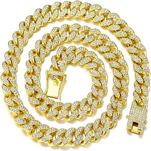 Collier pour chien en chaîne cubaine, bijoux en or, entièrement serti de diamants, collier de luxe pour animaux de compagnie, cadeau pour toutes les saisons - Product Image 1