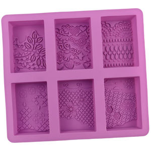 قالب صابون سيليكوني على شكل مربعات 6 فتحات رقم 1281، قالب كيك سيليكوني لصنع الصابون والشموع والراتنج يدويًا بنفسك - Product Image 3