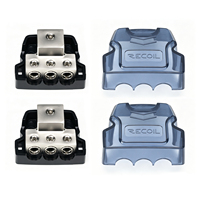 Recoil ZDB13P 1x0/2/4 AWG girişli 3x4/8 AWG çıkışlı 2 Yollu Araç Ses Güç Dağıtım Bloğu 2'li Paket Amplifikatör Kablolaması için