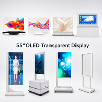 Écran tout-en-un incurvé transparent OLED de 55 pouces de qualité supérieure, 800 58% de transparence, résolution 4K WIFI 2.1, revêtement anti-reflet