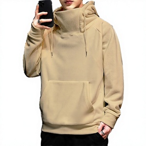 <b>Thick</b> <b>Fleece</b> Solid Loose Fit Men's Autumn Winter High Neck Hooded Windproof Hip Hop Hoodies Pocket Eco-Friendly Breathable - Product Image 3