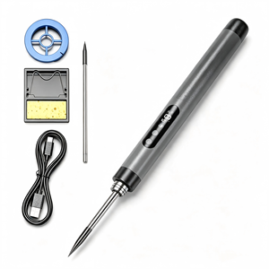 Soldador Eléctrico Digital LCD de 1000mAh con Carga USB, Kit Completo con Bomba de Desoldar, Herramienta de Reparación de Soldadura Portátil Gris - Product Image 5