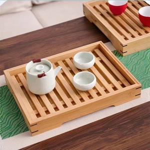 Bandeja rectangular para pan de bambú y madera, juego de té japonés de madera maciza, bandeja para té, plato para restaurante/negocio, plato para barbacoa - Product Image 1