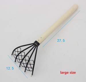 Râteau <span class=keywords><strong>à</strong></span> <span class=keywords><strong>palourdes</strong></span> <span class=keywords><strong>à</strong></span> 5 dents avec filet en maille, râteau de plage manuel en bois pour creuser les <span class=keywords><strong>palourdes</strong></span>, les huîtres et les fruits de mer - Product Image 3
